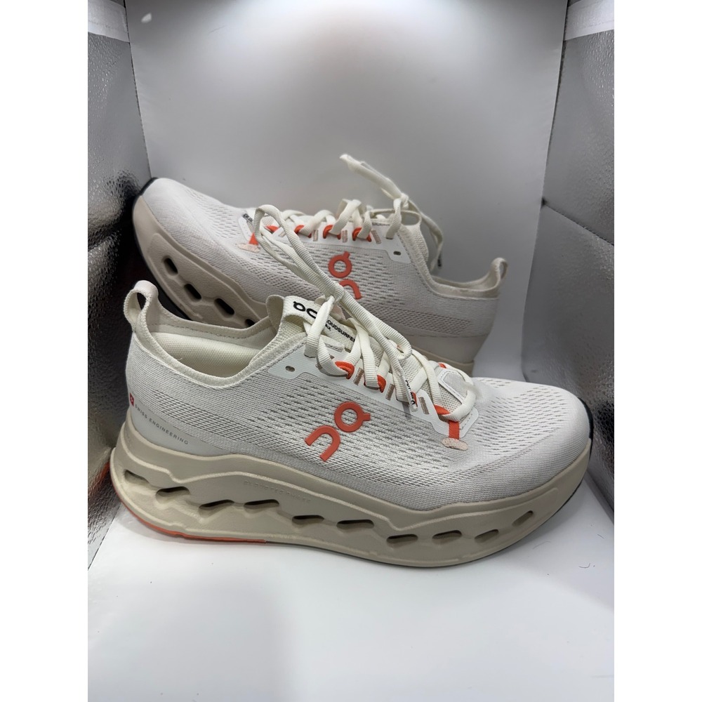 On Cloudsurfer Max Helion Womens 9.5 Running Shoes Cream Orange White